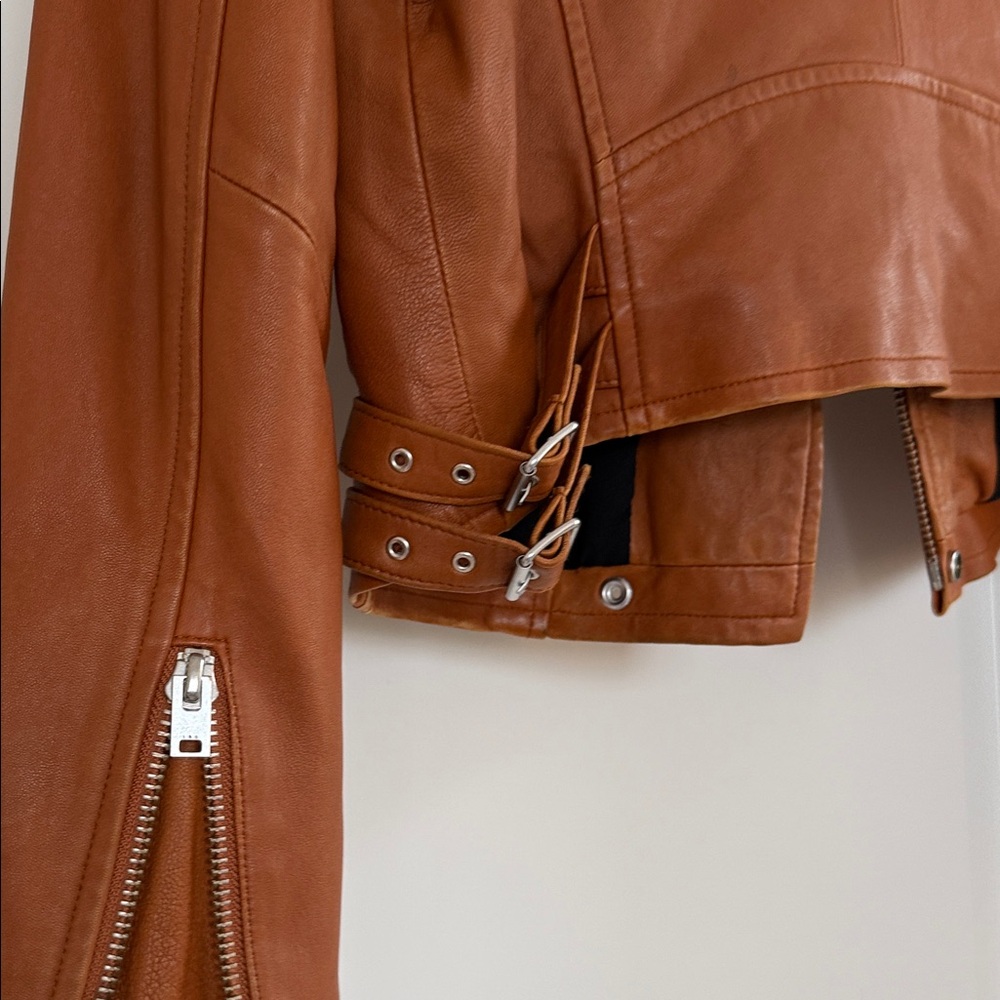 IRO Ashville Camel Brown Leather Jacket with Silver Accents - Picture 9 of 12